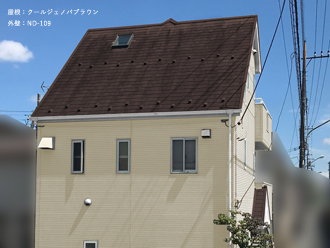 屋根：クールジェノバブラウン　外壁：ND-109